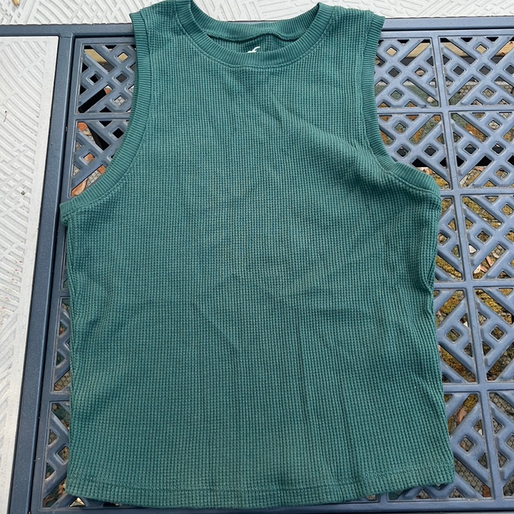 NWT Hollister Dark Green Waffle Knit Halter Tank Top